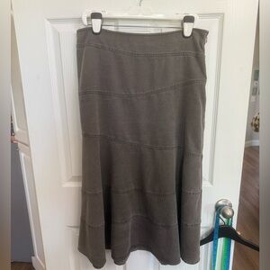 J. Jill Grey Brown Denim Maxi Skirt Size 12 Tencel Long Flowy Modest Boho